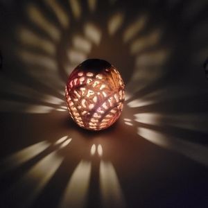 HAND carved stone votive holder